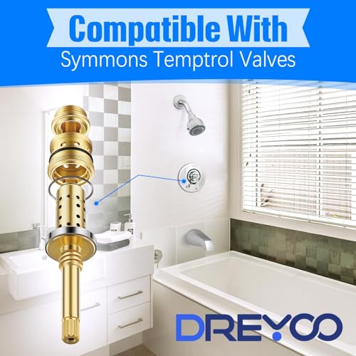 Dreyoo 2 Set Valve Rebuild Kit Replacement Compatible with Symmons Temptrol Valve, TA-10 Spindle Assembly, TA-4 Hot and Cold Seats, T-11 Washer, Fix Tub/Shower Valve Leak, Solid Brass - Image 2