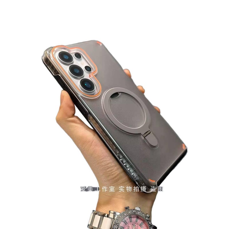 غطاء هاتف | رمادي | حماية من السقوط | حامل قائم | TPU | مقاوم للصدمات لـ Samsung S26 Ultra / Samsung S26 - Image 4