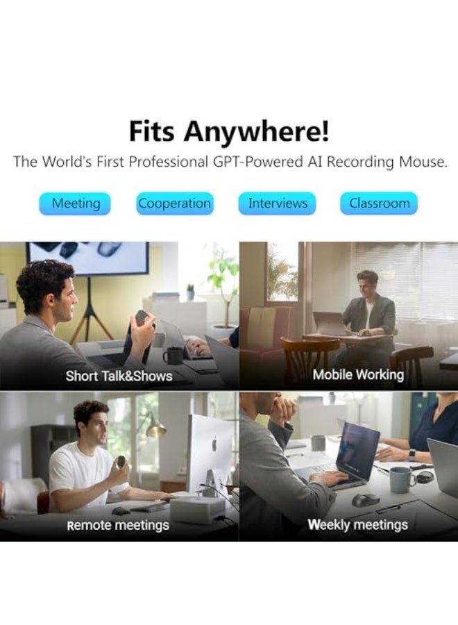 Cheerdots2 AI ChatGPT Voice Recording Bluetooth Mouse – Multi-Language Real-Time Translation (Arabic & All Languages), Touchpad Presentation, Rechargeable Silent Mouse for Windows & Mac (Black Ai) - Image 3