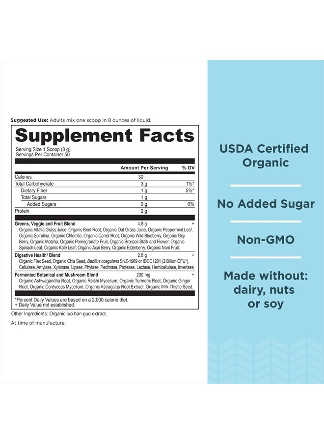 Ancient Nutrition - Super Greens Powder, Organic Superfood Powder with Probiotics Made with Spirulina, Chlorella, Matcha, and Digestive Enzymes, 50 Servings, 14.1 oz - Image 1