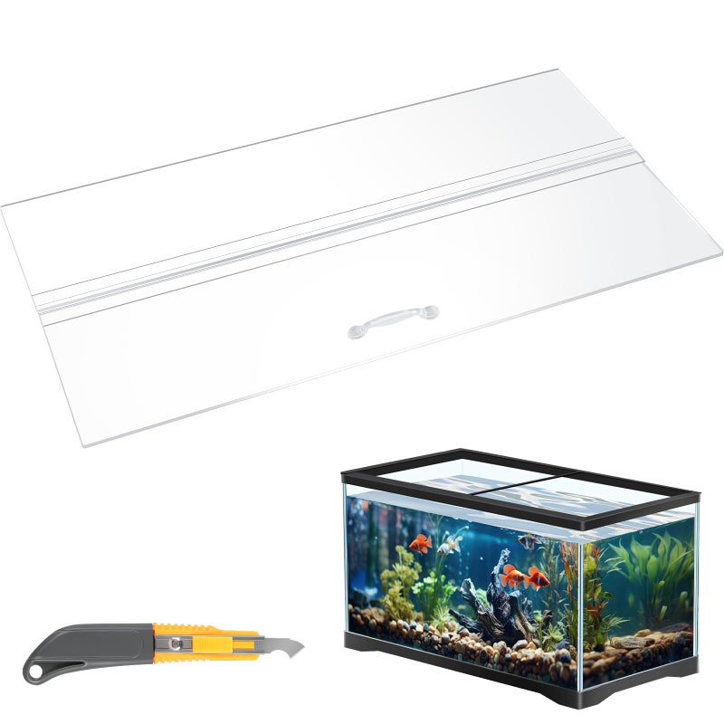 Sieral Aquarium Polycarbonate Canopy Set 2307 x 1169 x 012 Inch for 1520H55 Gallon Without Center Brace Aquariums Cover Fish Tank Lid with a Hook Knife Clear - Image 2