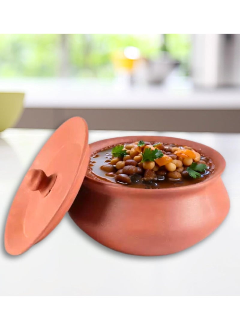 Terra Charms Terra Charms Terracotta Clay Pot with 1L Capacity Hand Craft Dahi Handi for Making Chole Ehnahce Taste For Healthy Naturelly Food Fitness Light Weight Curd Bowl for CookingMathani Handi Bowl Handi  - Image 1