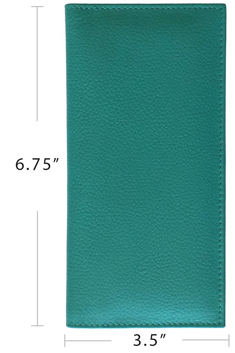 123 Cheap Checks Teal Basic Genuine Leather Checkbook Cover For Men & Women - Image 4
