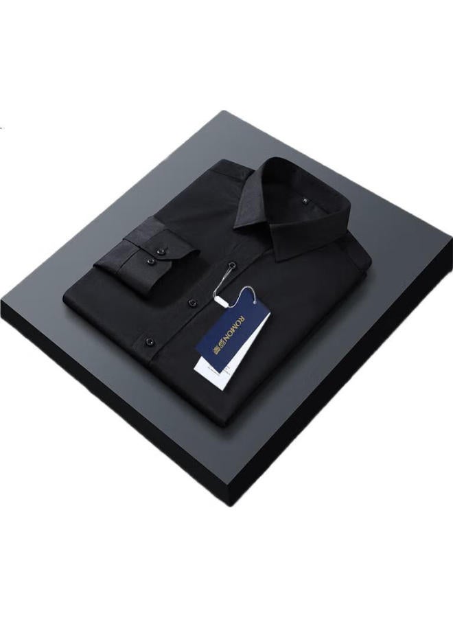 Romon Men'S Long Sleeve Solid Color Business Casual Shirt Comfortable Breathable Long Sleeve White Shirt Men White M - Image 3