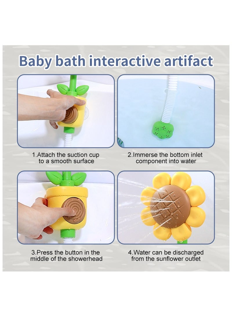 Fruitful Night - Baby sunflower toy bath toy creative children's water play clockwork bath shower fun bath - Image 1
