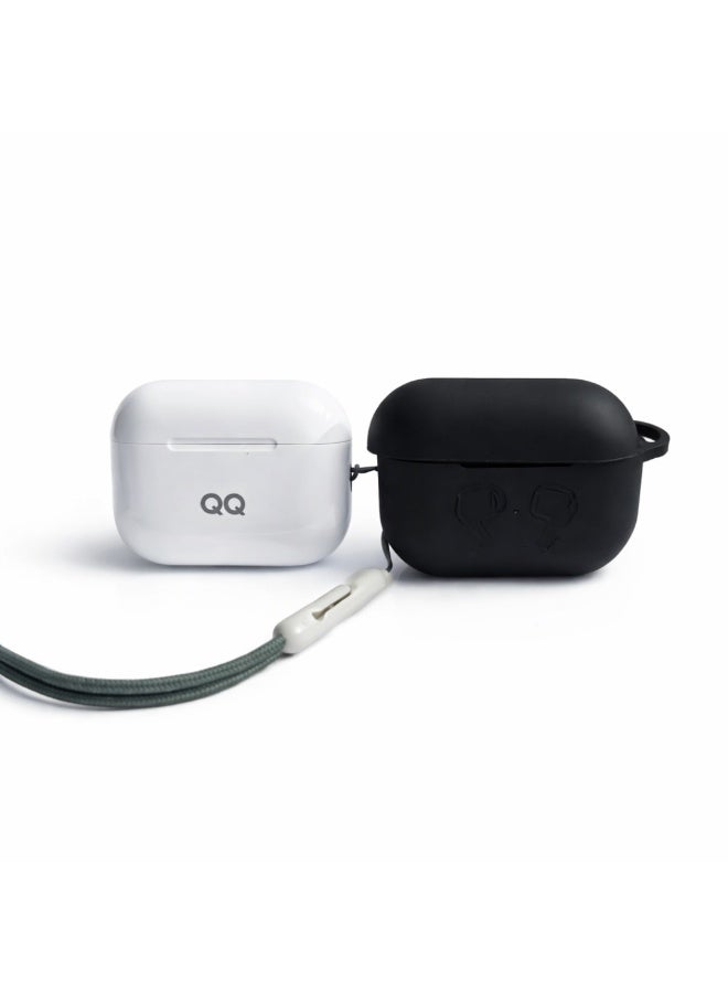 QQ Wireless Earbuds with ENC Noise Cancellation, Spatial Audio, USB-C & Wireless Charging Case + Black Protective Cove - Image 4