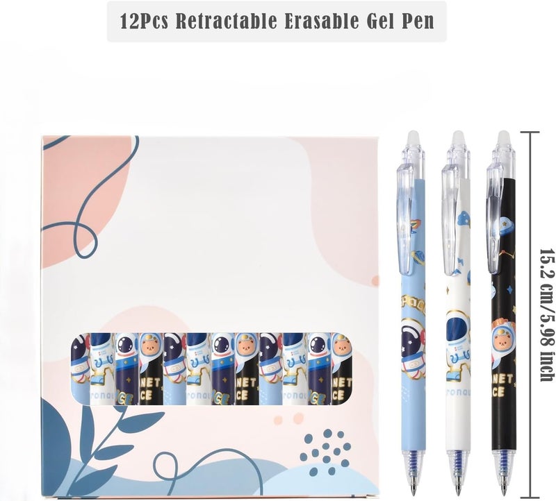 ATIRAMANIYA 12Pcs Retractable Erasable Gel Pens, 0.5 mm Fine Point Smooth Writing Eraser Pen, Quick Drying Blue Ink for Office School Note Taking Birthday Return Gifts for Kids - Image 4