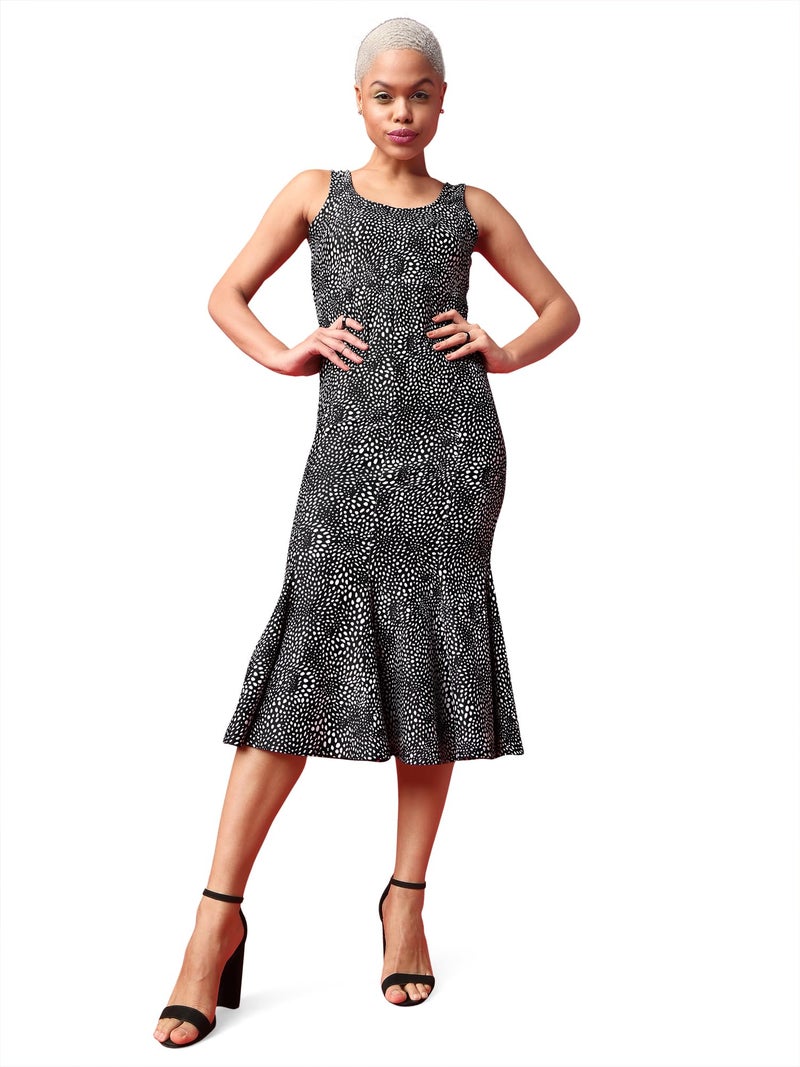 PURVAJA Women’s Mermaid Midi Length Dress (Wini-026-Galaxy_Black_Small) - Image 1