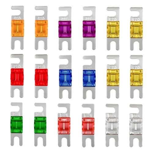 Suvnie 9 PCS Mini ANL Fuse for Car, Multipack Plated ANL Blade Fuse Set, 20A 30A 40A 50A 60A 80A 100A 125A 150A Fuse Replacement for Automotive Marine Audio Video Electronic System (18 PCS) - Image 1