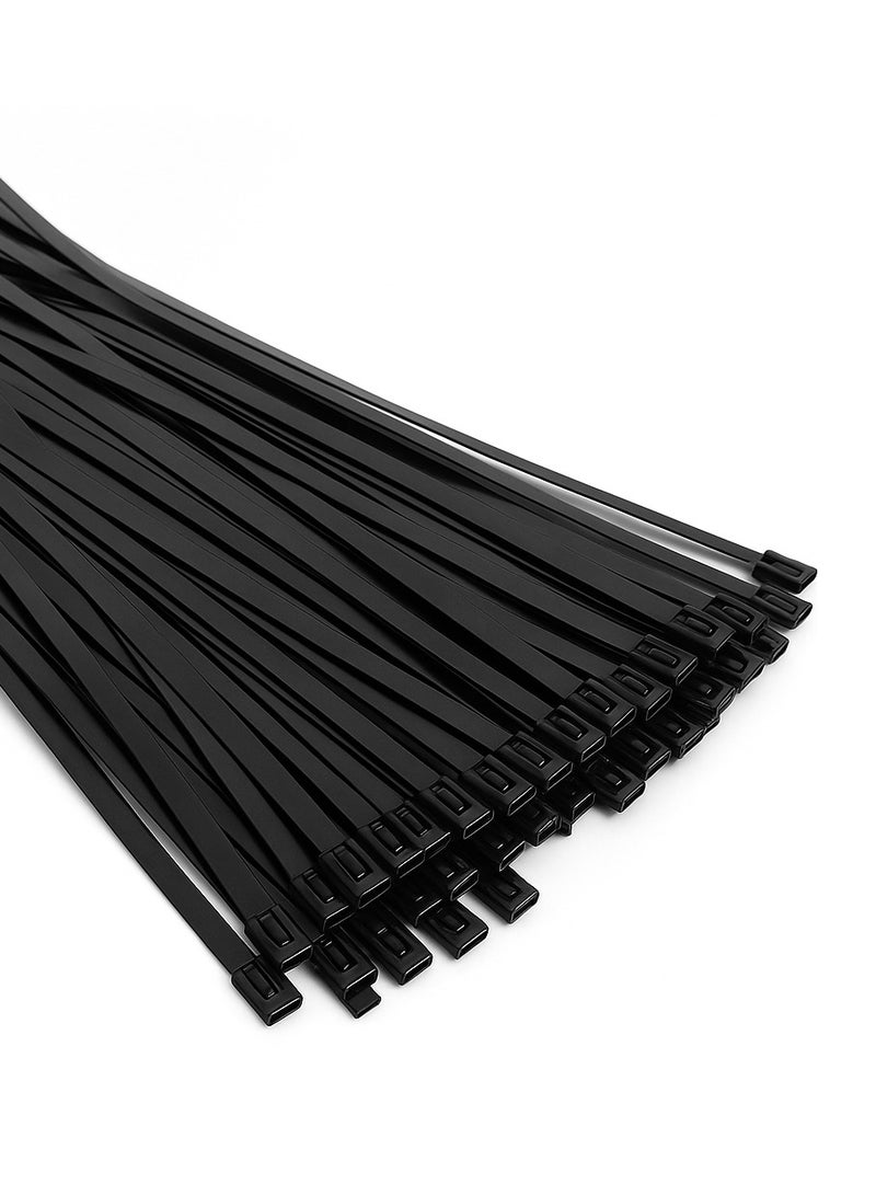 SUNRISE Metal Zip Ties,100 Pcs 80cm Multi-Purpose Stainless Steel Cable Ties, Suitable For Vehicles, Farms, Fences, Pipe Bundling And Other Scenes - Image 1
