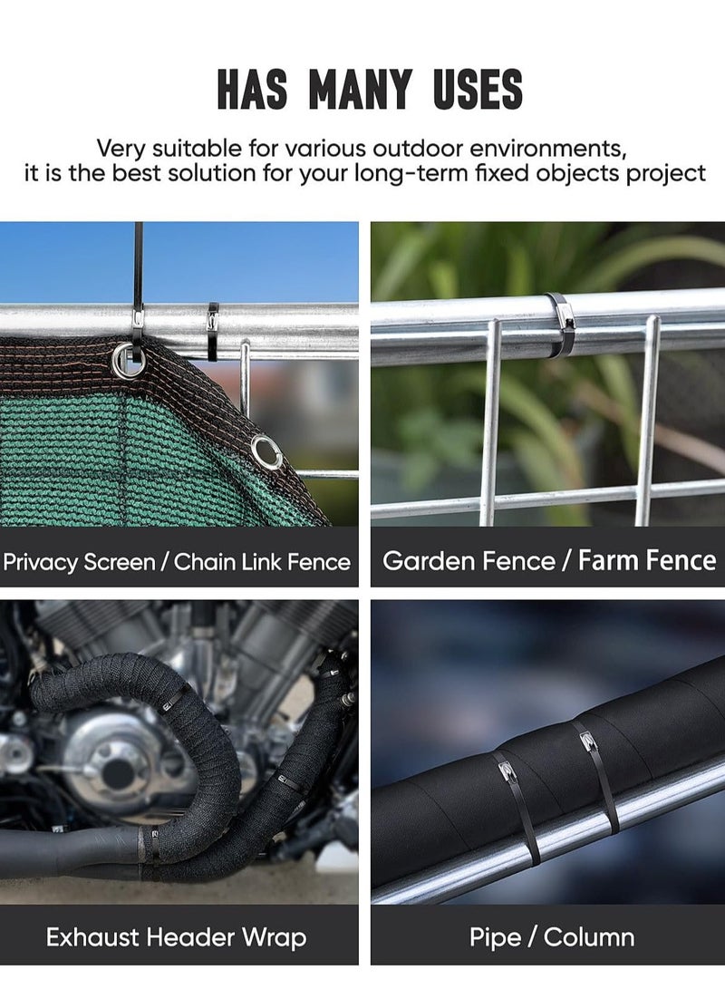 SUNRISE Metal Zip Ties,100 Pcs 80cm Multi-Purpose Stainless Steel Cable Ties, Suitable For Vehicles, Farms, Fences, Pipe Bundling And Other Scenes - Image 5