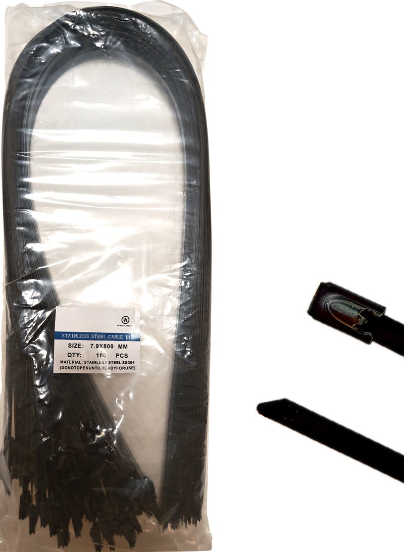 SUNRISE Metal Zip Ties,100 Pcs 80cm Multi-Purpose Stainless Steel Cable Ties, Suitable For Vehicles, Farms, Fences, Pipe Bundling And Other Scenes - Image 2