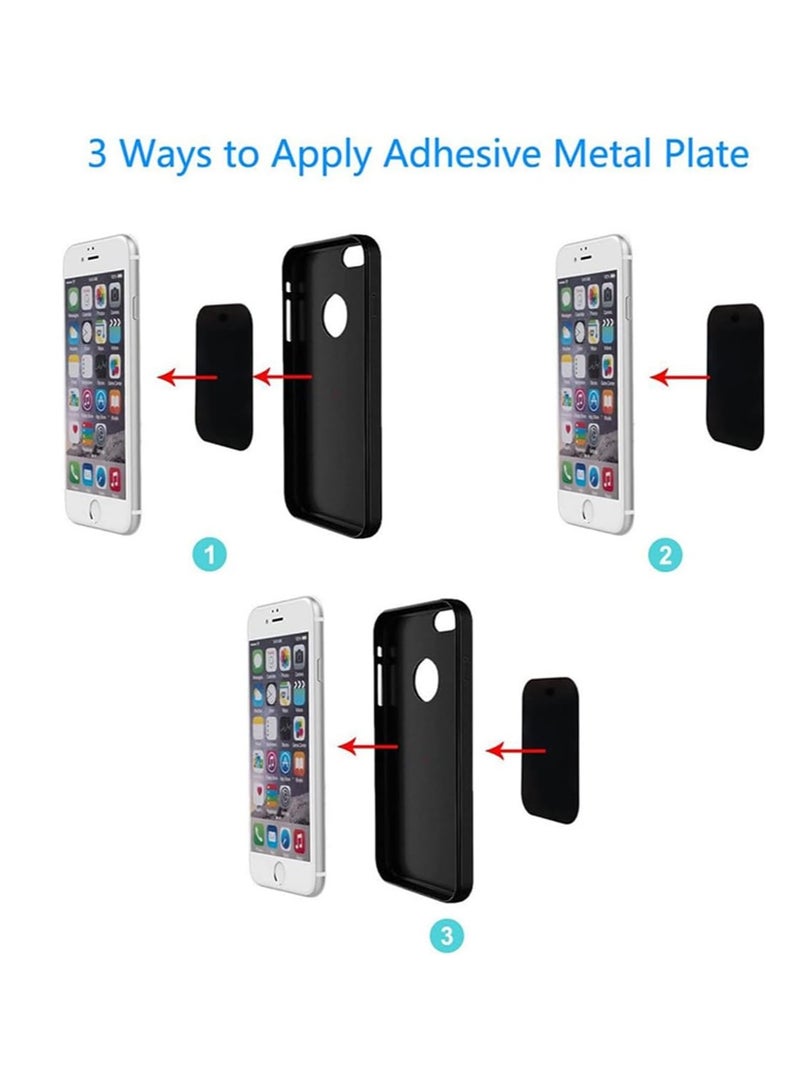 ECVV Replacement Metal Plate Set (8 Pack) for Magnetic Mount Car Phone Holders, Sticker Self Adhesive Pad, Wall, Air Vent Mounts, Cases, 4 Black Round and 4 Rectangular Thin Iron Disk, 3M Adhesive - Image 5