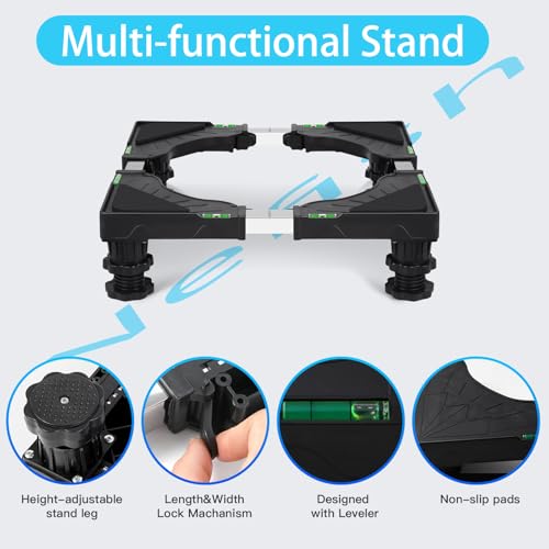 Nefish Mini Fridge Stand Universal Raised Base Adjustable Refrigerator Stands with 4 Strong Feet Washing Machine Pedestal Multi-Functional Bases for Dryer (Black) - Image 5