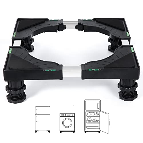 Nefish Mini Fridge Stand Universal Raised Base Adjustable Refrigerator Stands with 4 Strong Feet Washing Machine Pedestal Multi-Functional Bases for Dryer (Black) - Image 1
