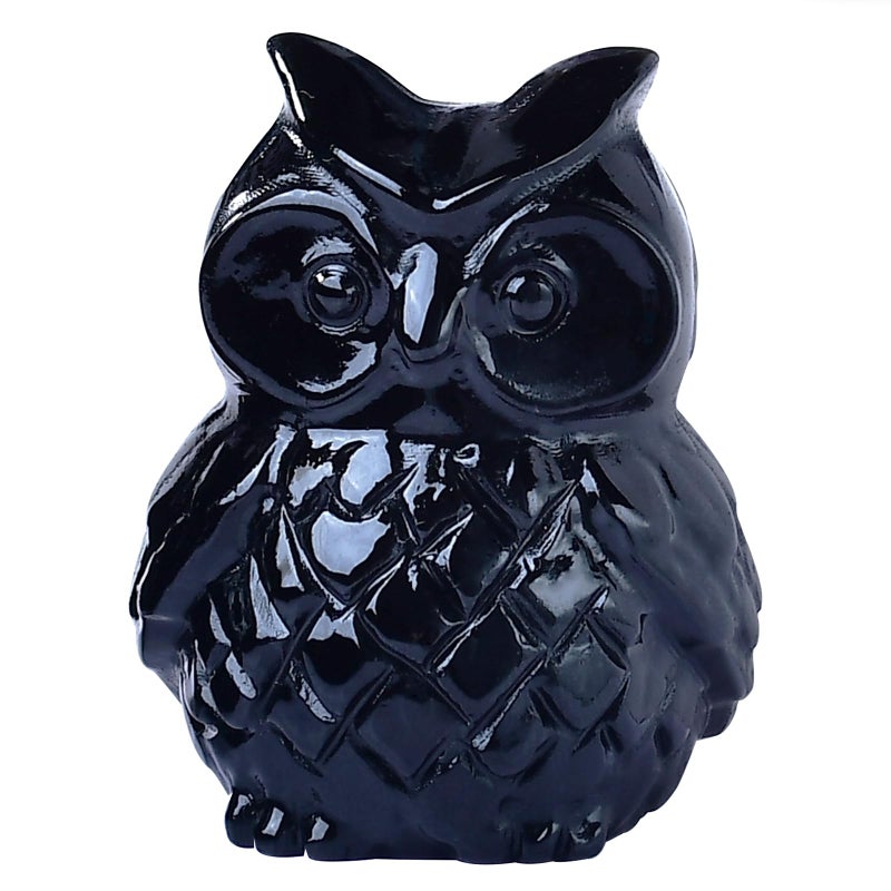 Ytbeoxk 1.9 Inch Black Obsidian Owl Statue, Healing Crystal Cute Decor Figurine, Hand-Carved Gemstone, Bedroom Office Spiritual Gift, Owl Gifts - Image 1