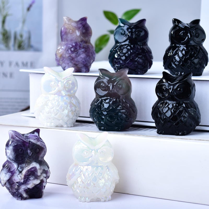 Ytbeoxk 1.9 Inch Black Obsidian Owl Statue, Healing Crystal Cute Decor Figurine, Hand-Carved Gemstone, Bedroom Office Spiritual Gift, Owl Gifts - Image 5
