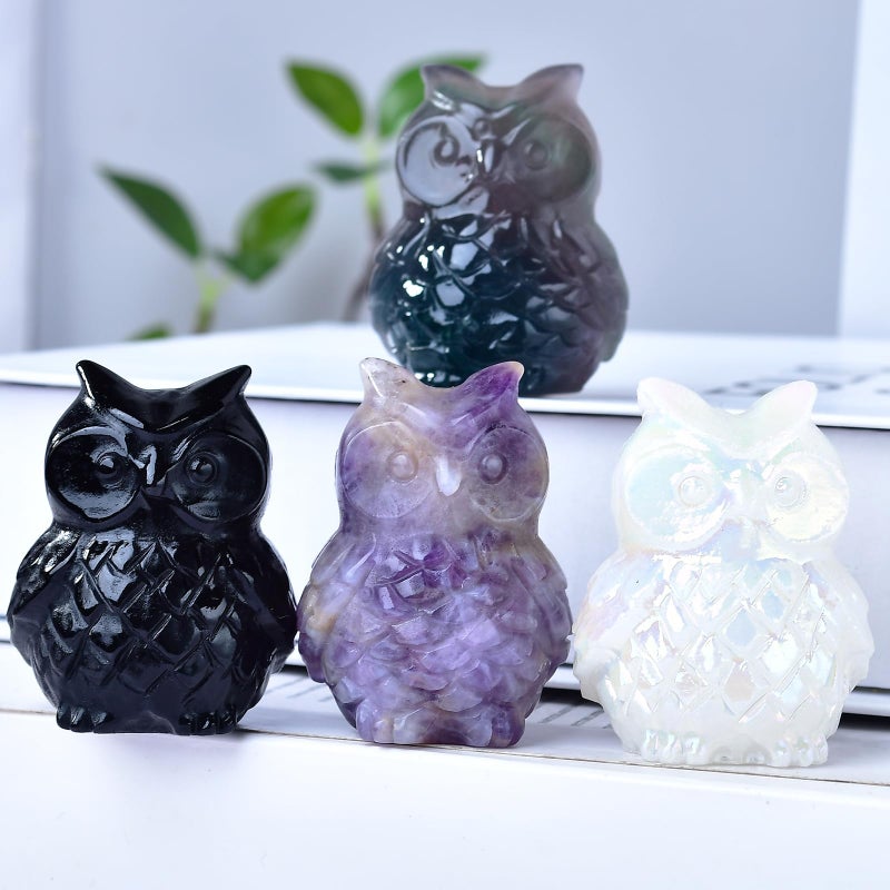Ytbeoxk 1.9 Inch Black Obsidian Owl Statue, Healing Crystal Cute Decor Figurine, Hand-Carved Gemstone, Bedroom Office Spiritual Gift, Owl Gifts - Image 4