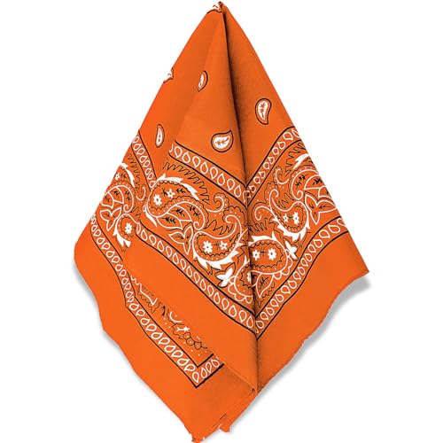 Amscan Classic Orange Paisley Bandana - 20" x 20" (1 Count) - Perfect for Outdoor Activities, Fashion Accessory, and DIY Projects - Image 4