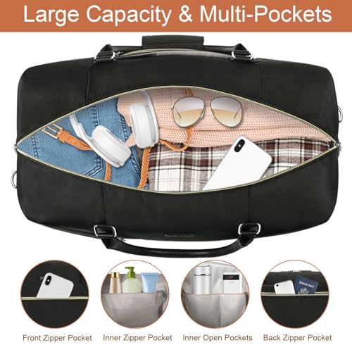 ITIEZY Weekender Bag for Women, Travel Duffel Bag Carry On Overnight Bag with Shoe Compartment Large Nylon Travel Weekend Tote Bag - Image 4