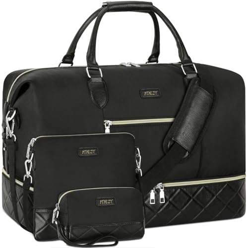 ITIEZY Weekender Bag for Women, Travel Duffel Bag Carry On Overnight Bag with Shoe Compartment Large Nylon Travel Weekend Tote Bag - Image 1
