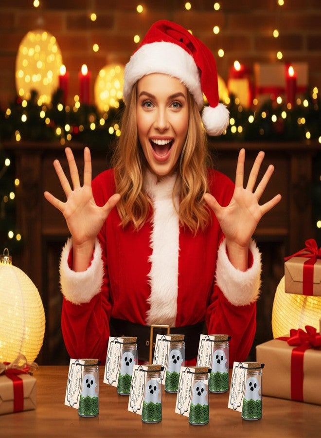 Vicenpal 37 Pcs Christmas Adopt a Ghost in Jar Gift Glow in the Dark Ghost Bottle Bulk with Moss and Card Necklace Earring DIY Set Christmas Mini Pet Figurine for Decoration Craft Party Favor - Image 4