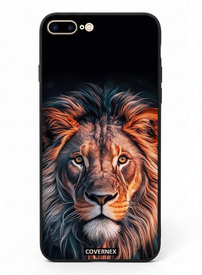 Covernex Apple iPhone 8 Plus Protective Case Cover Printed Featuring Majestic Lion Portrait - Image 2