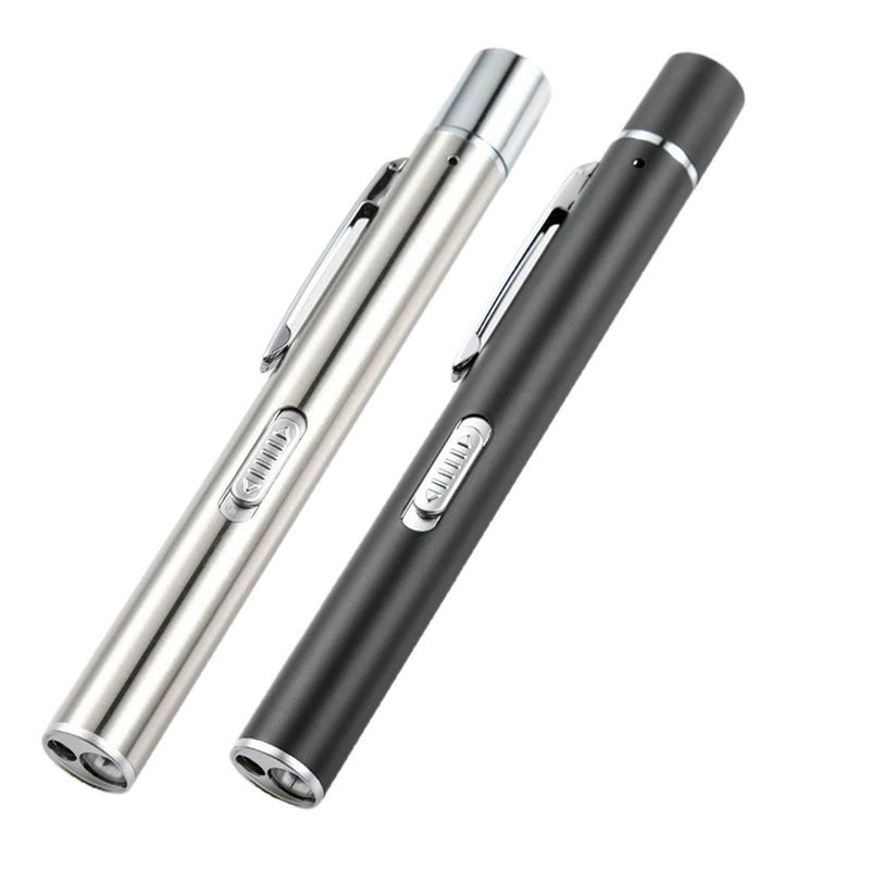 Dual Light Source Pupil Pen Light Rechargeable Portable Flashlight Doctor Nurse Stainless Steel Pen Light LED Flashlight Yellow and White Light 2 in 1 - Image 2