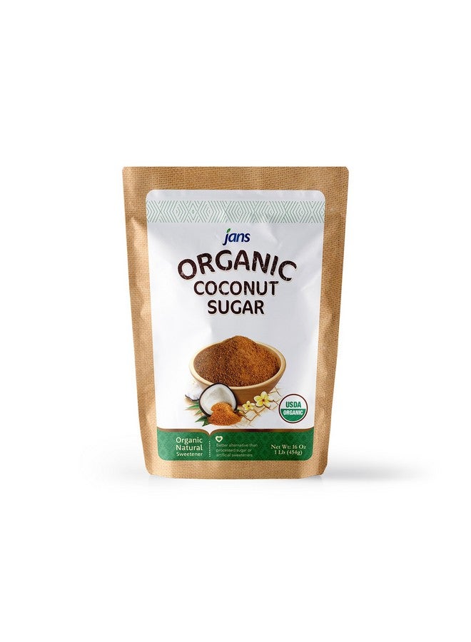 Jans Organic Coconut Sugar 16 oz | Made from Fresh Coconut | Gluten-Free | Non-GMO | Low Glycemic | Paleo & Vegan Friendly | Mild Caramel Flavor | USDA Certified Organic (Pack of 1) - Image 1