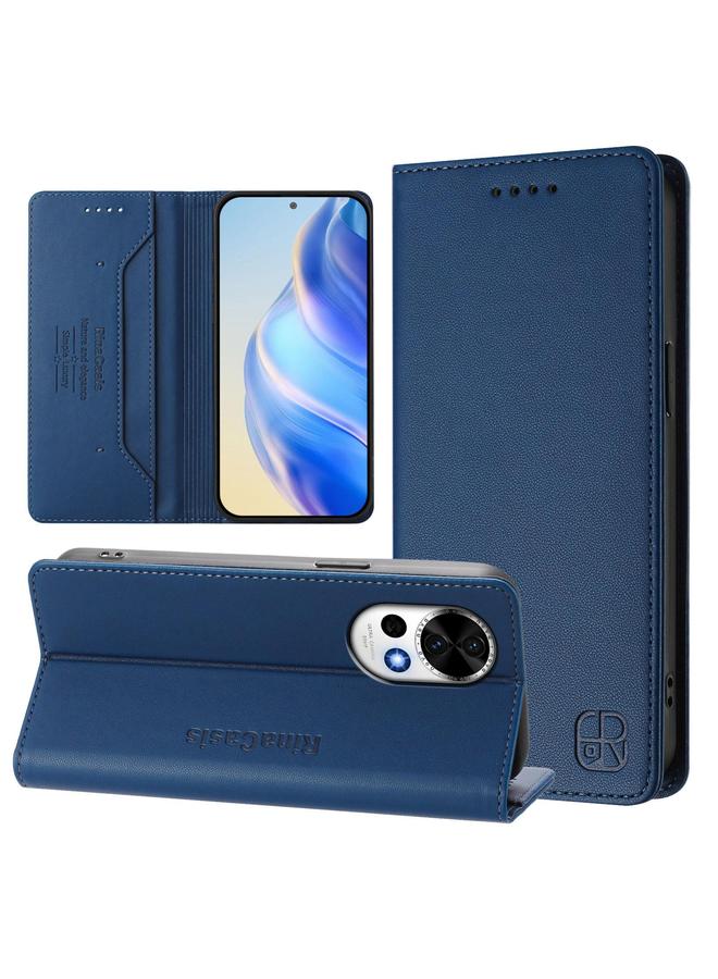 Green Tiger Case For Huawei Nova 13 / Nova 12 RC01 Dual-Folded Magnetic Suction RFID Leather Phone Case - Image 1