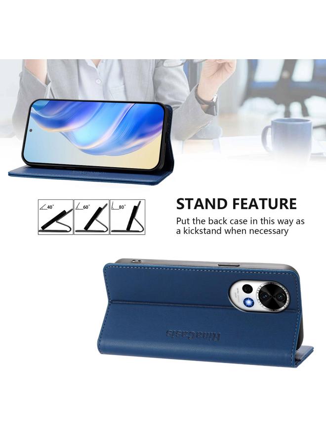 Green Tiger Case For Huawei Nova 13 / Nova 12 RC01 Dual-Folded Magnetic Suction RFID Leather Phone Case - Image 4