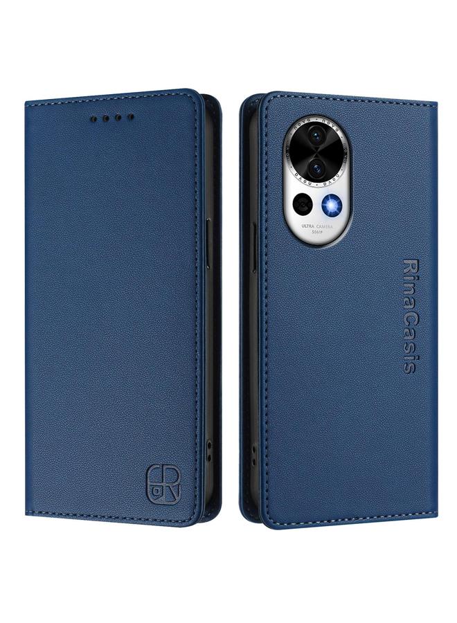 Green Tiger Case For Huawei Nova 13 / Nova 12 RC01 Dual-Folded Magnetic Suction RFID Leather Phone Case - Image 2