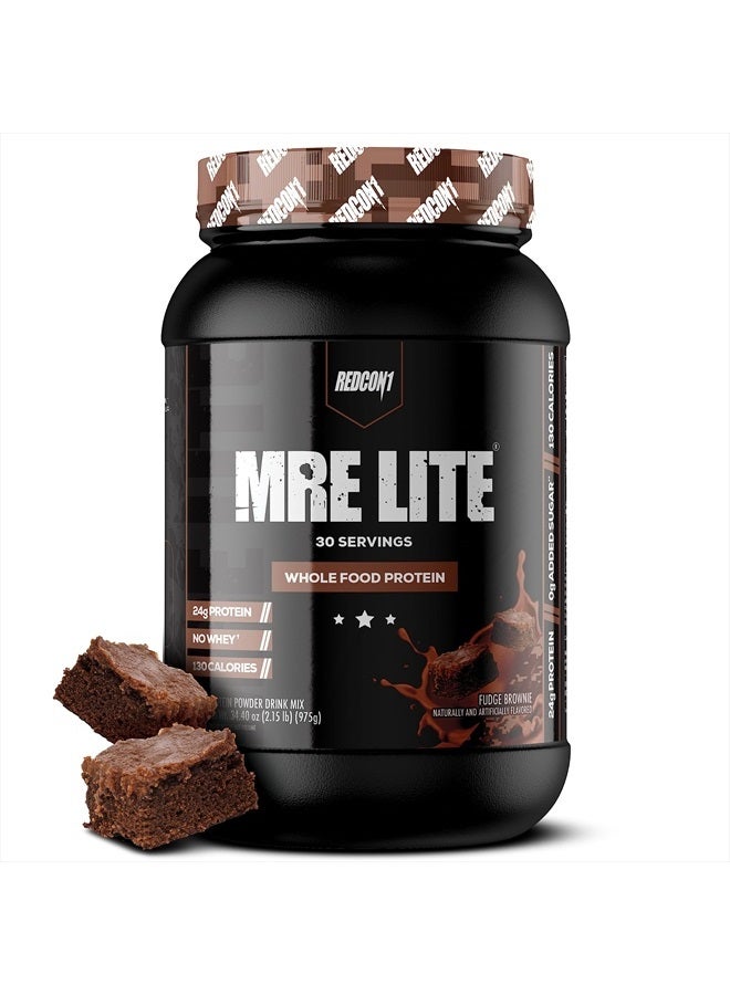 REDCON1 MRE Lite Whole Food Protein Powder, Fudge Brownie - Low Carb & Whey Free Meal Replacement with Animal Protein Blends - Easy to Digest Supplement Made with MCT Oils (30 Servings) - Image 1