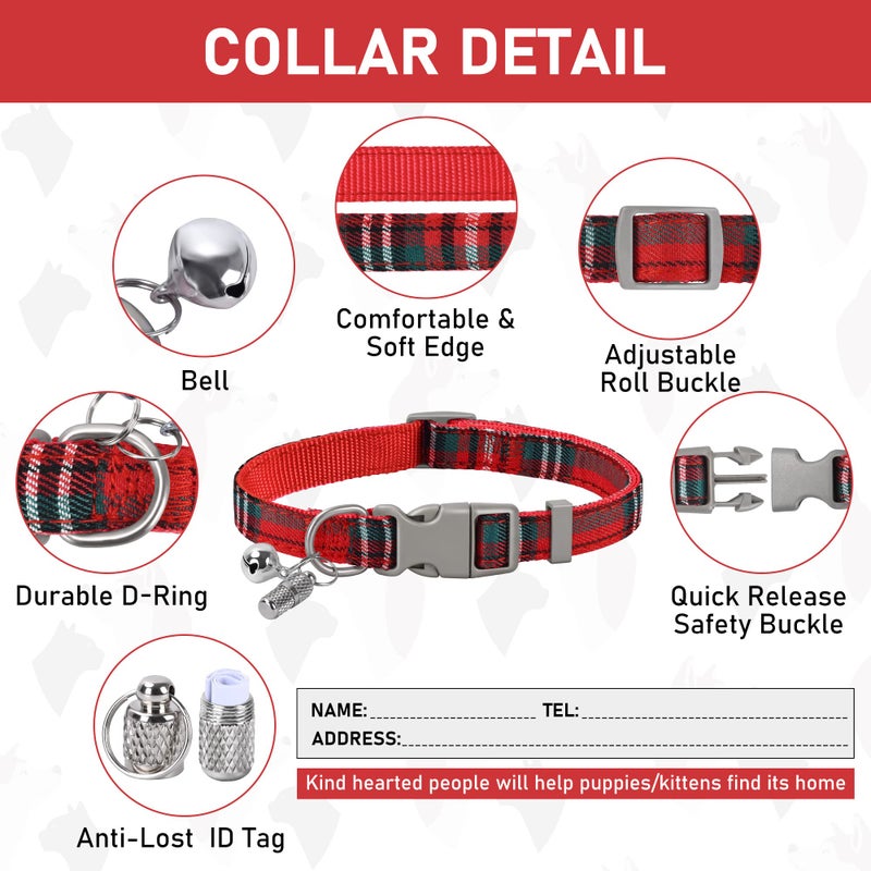 GAMUDA Small Dog Harness Collar and Leash Set, Step in No Chock No Pull Soft Mesh Adjustable Dog Vest Harnesses Plaid Reflective for Dogs Puppy Cats Kitten Rabbit (Red, XS) - Image 4