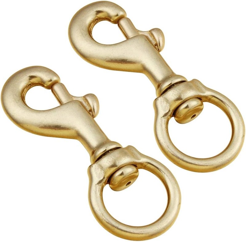 AOWESM 3-1/4 Inch Solid Brass Swivel Bolt Snap Hooks 7/8 Inch Swivel Eye Single Ended Scuba Diving Clips Keychain Holder for Dog Collar, Pet Leash, Flag Halyard and More (2 Pieces) - Image 2
