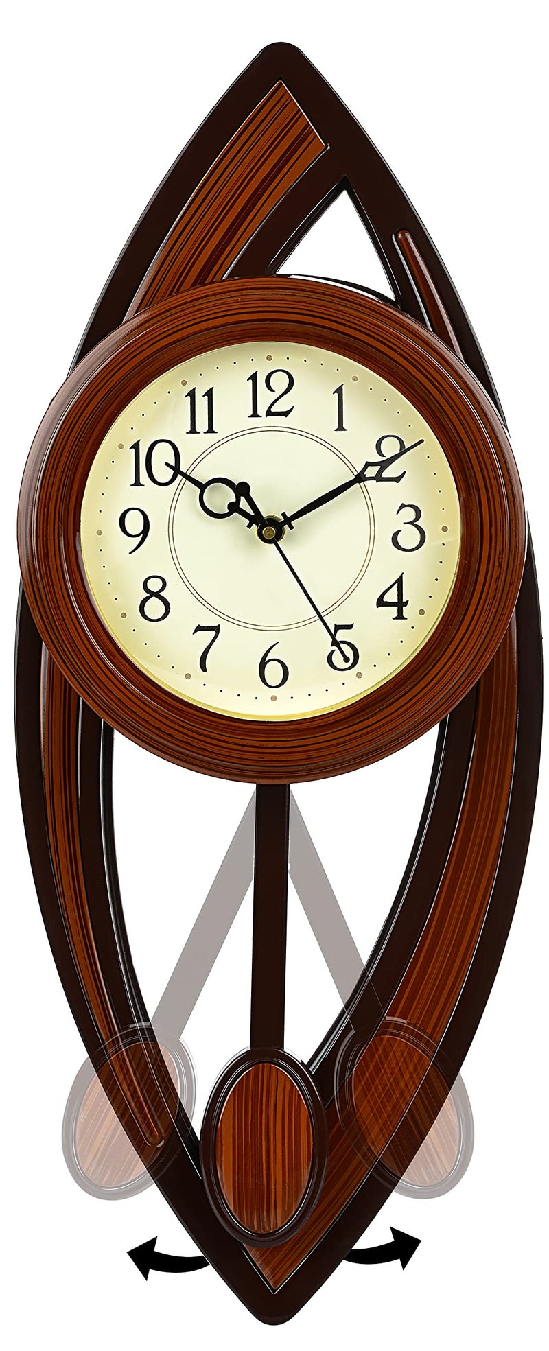 Harbour Analog Latest Stylish New Models Wall Clock with Pendulum for Home Living Room Hall Bedroom (Size Height 52 cm X Width 22 cm)- Home Decor Big Size Wall Clock MJ AD 15 - 3,Brown,King - Image 2