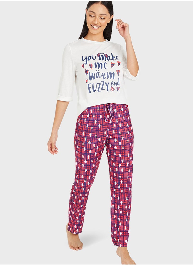 Styli - Crew Neck T-Shirt & Pyjama Set - Image 1