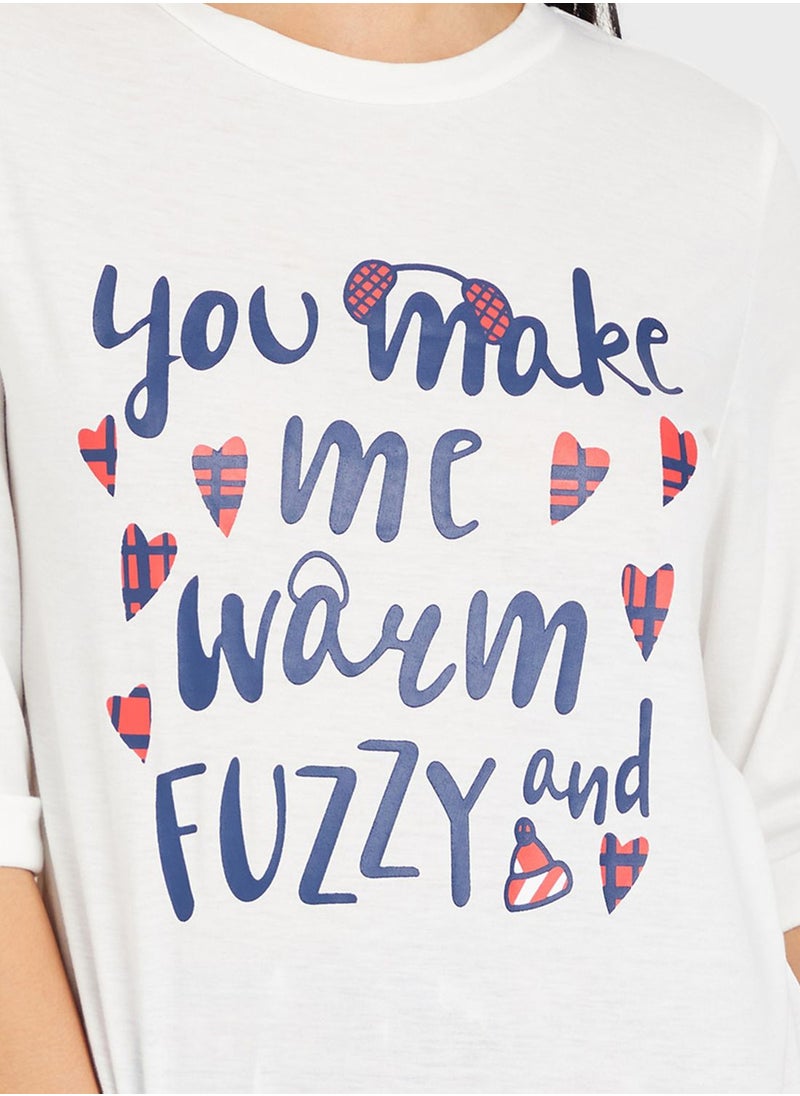 Styli - Crew Neck T-Shirt & Pyjama Set - Image 1