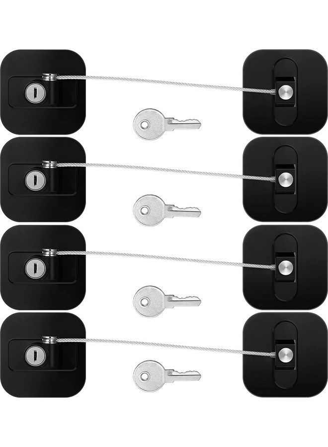 XiuWoo 4-Piece Baby Proof Refrigerator Lock With 4 Keys Black - Image 1