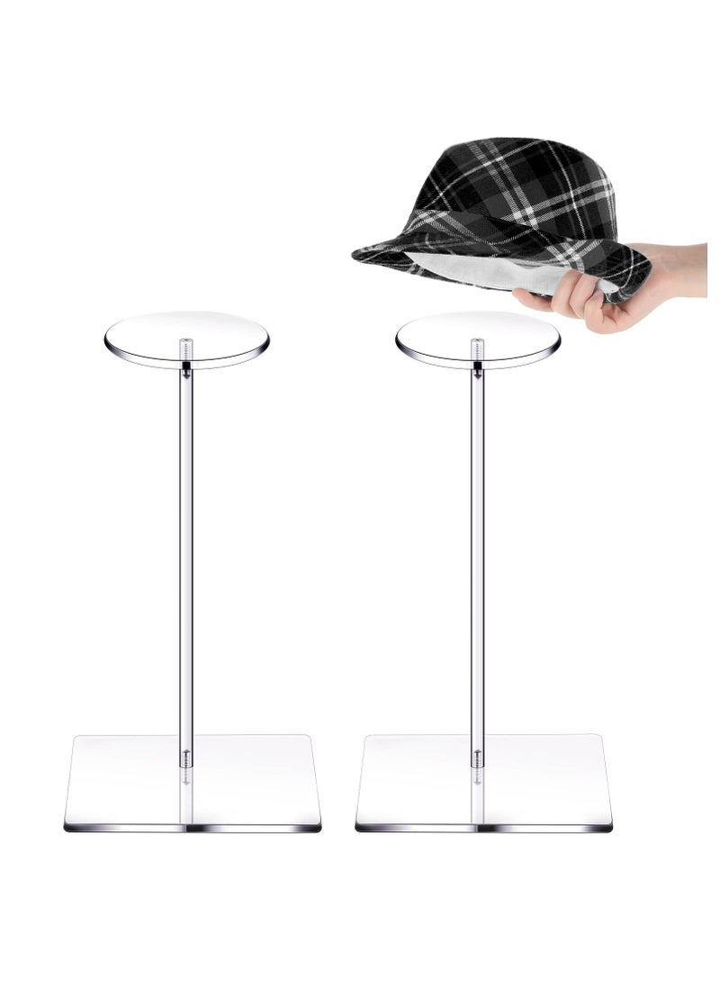 SYOSI - 2 Set Clear Acrylic Hat Stand and Wig Display Rack Hat Stands for Display Clear Round Riser Stands for Wig Hat Display Riser Wig Display Holder for Hat Watch 12 - Image 1