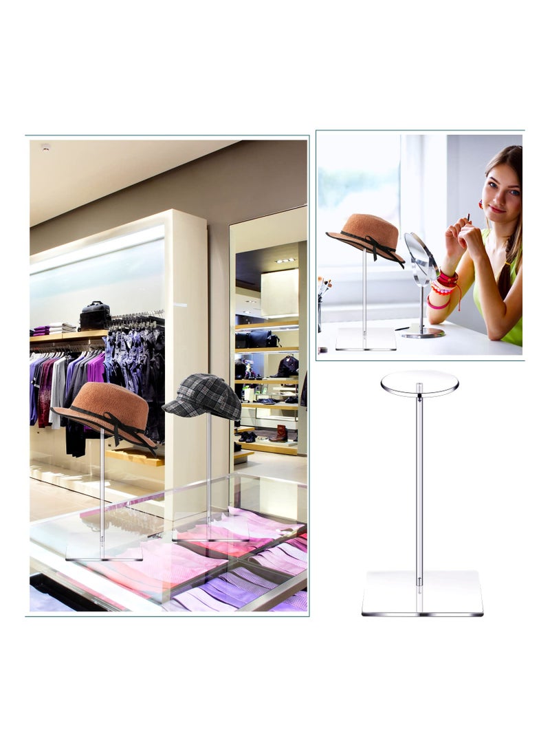SYOSI - 2 Set Clear Acrylic Hat Stand and Wig Display Rack Hat Stands for Display Clear Round Riser Stands for Wig Hat Display Riser Wig Display Holder for Hat Watch 12 - Image 1
