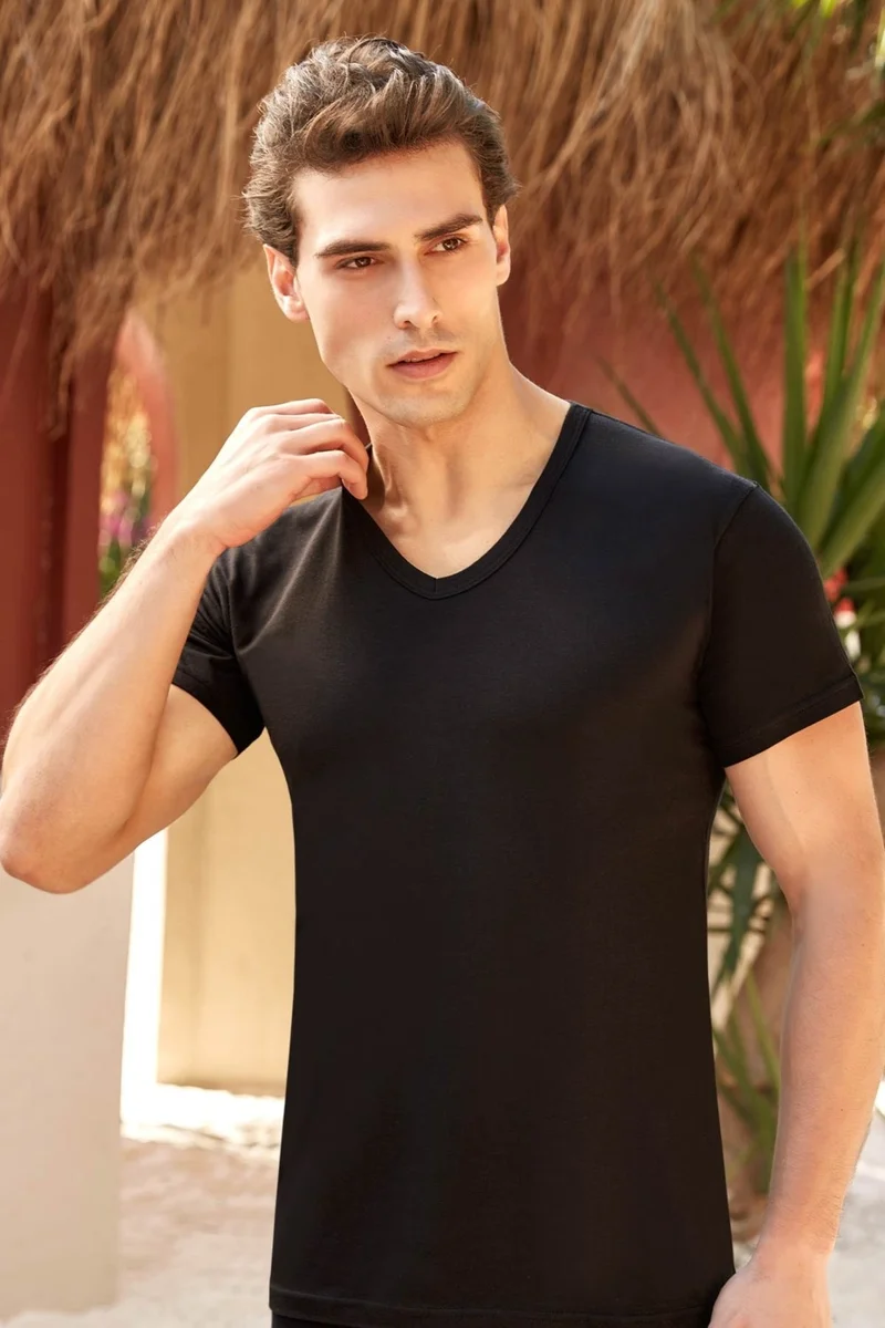 بيراك Men's Modal V-Neck Undershirt 1036 - 6 Pieces