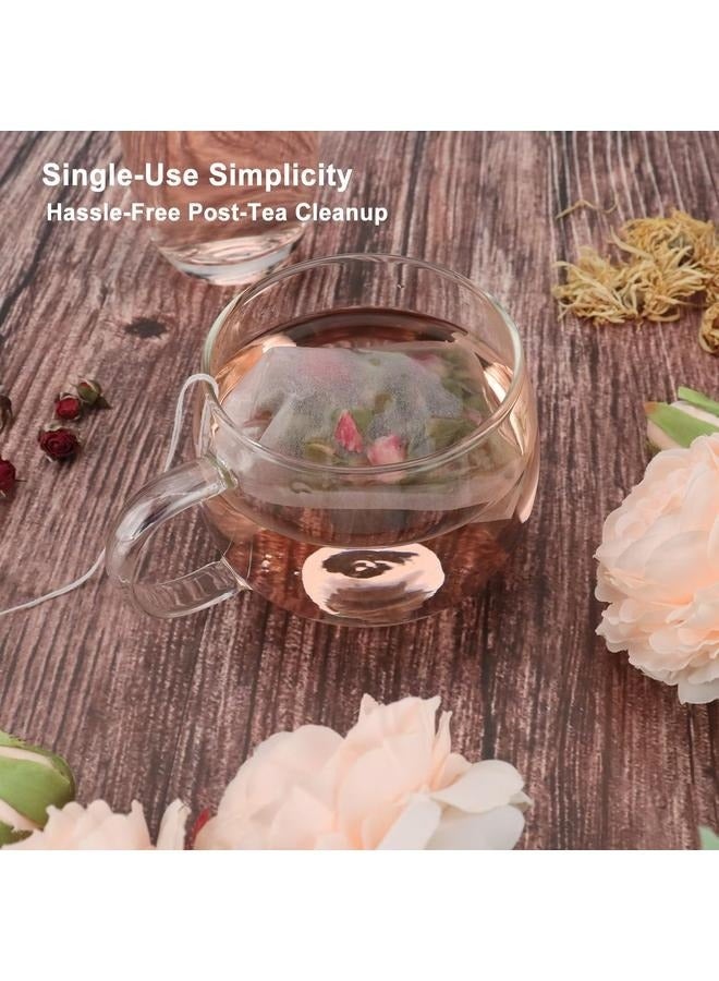 100-Piece Fabrics Tea Infuser White 7.5x5.5x5cm，Tea Bags for Loose Leaf Tea,Empty Tea Bags,Disposable Fillable Teabags,Tea Filter Bags for Loose Tea  - Image 5