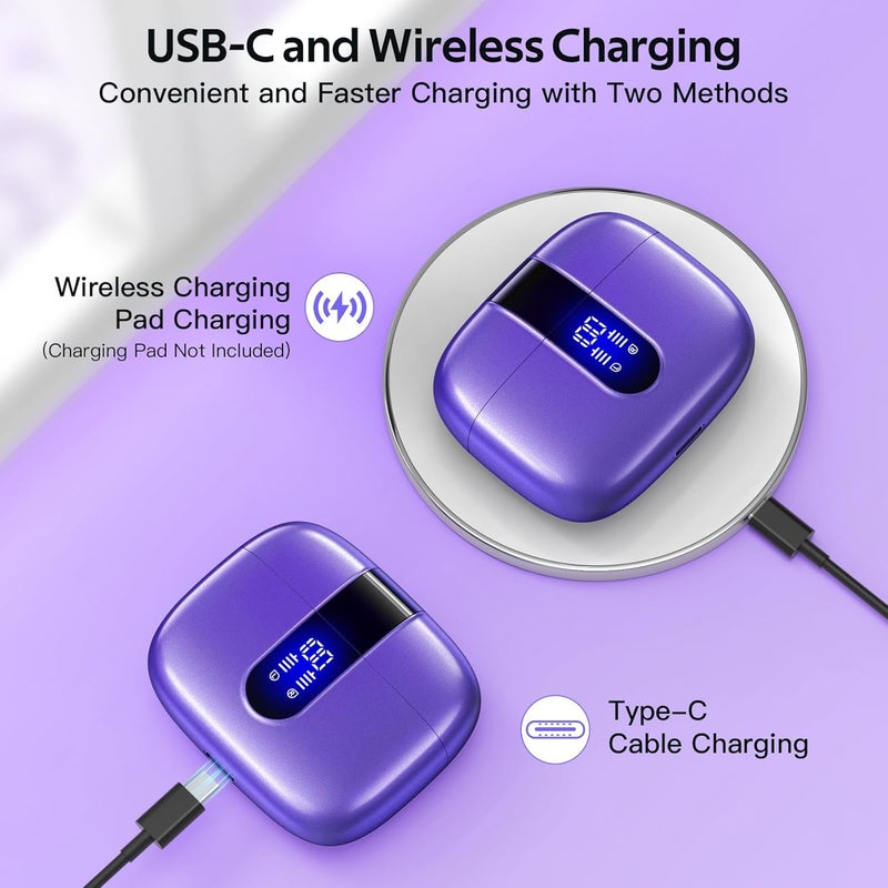 TAGRY Bluetooth Headphones True Wireless Earbuds 60H Playback LED Power Display Earphones with Wireless Charging Case IPX5 Waterproof in-Ear Ear buds with Mic for TV Smart Phone Laptop Computer Sports - Image 3