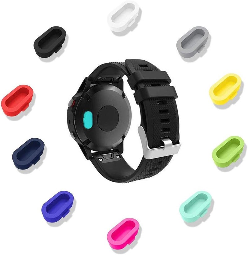 CKANDAY 20 Pcs Colorful Charger Port Protectors Compatible with Fenix 6X 6S 65 5S 5X Plus Garmin Vivoactive 4 4s 3 Music Forerunner 935 Approach S60 Quatix5 Vivosport, Replacement Anti Dust Plugs - Image 2
