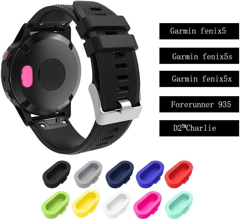 CKANDAY 20 Pcs Colorful Charger Port Protectors Compatible with Fenix 6X 6S 65 5S 5X Plus Garmin Vivoactive 4 4s 3 Music Forerunner 935 Approach S60 Quatix5 Vivosport, Replacement Anti Dust Plugs - Image 3