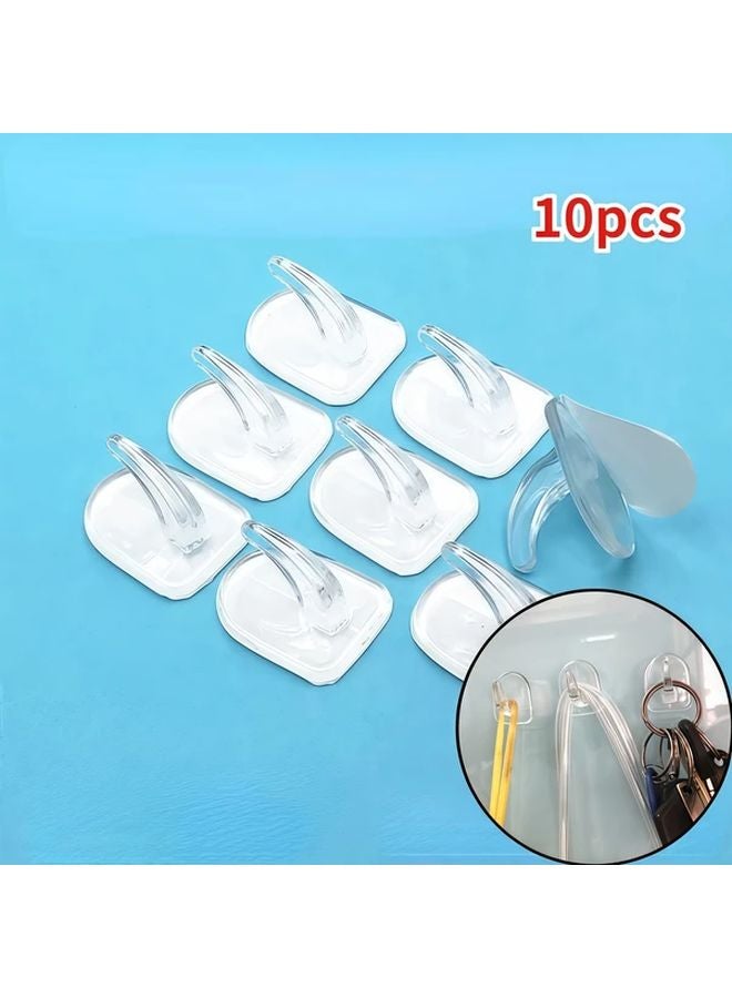 10pcs Clear No Trace Acrylic Sticky Hooks Small Cow Horn Design Drill Free - Image 3