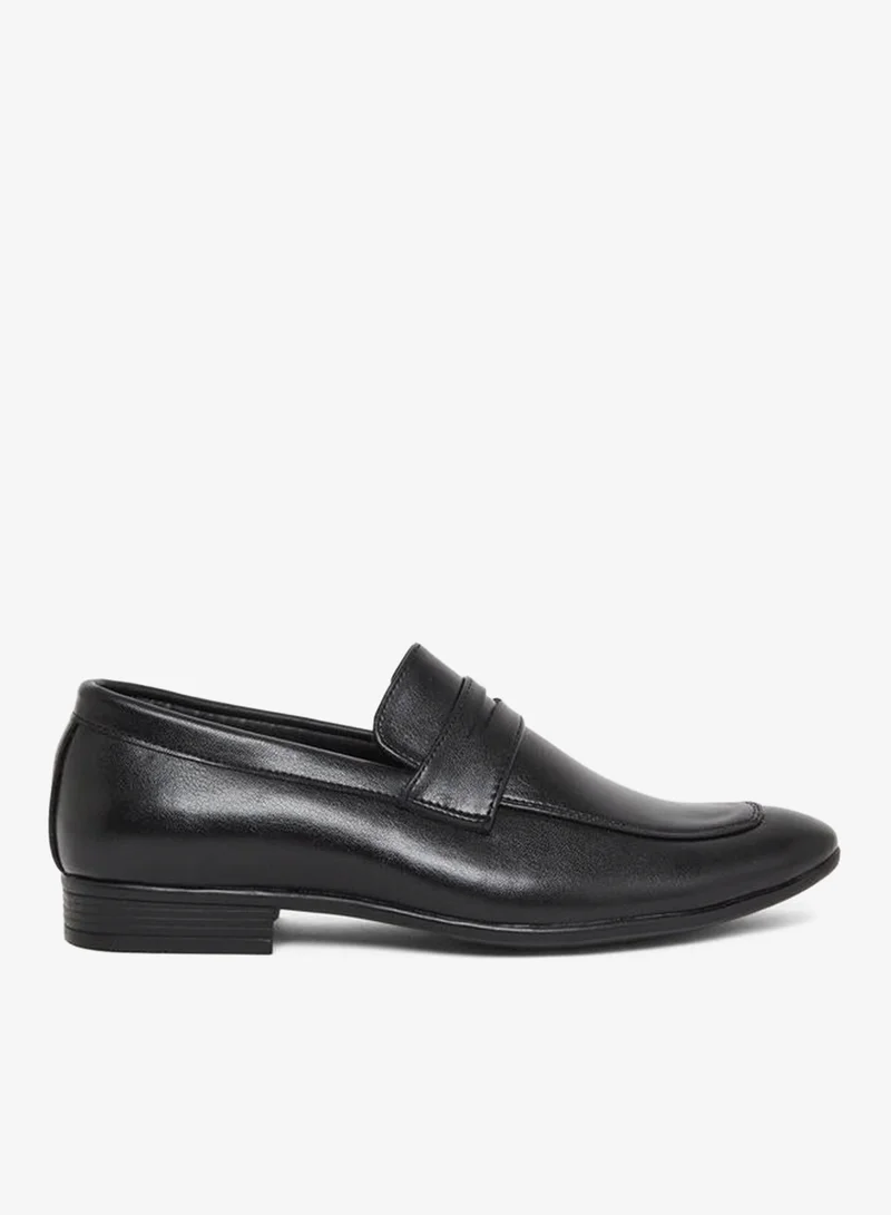 Styli Men Black Leather Formal Loafers