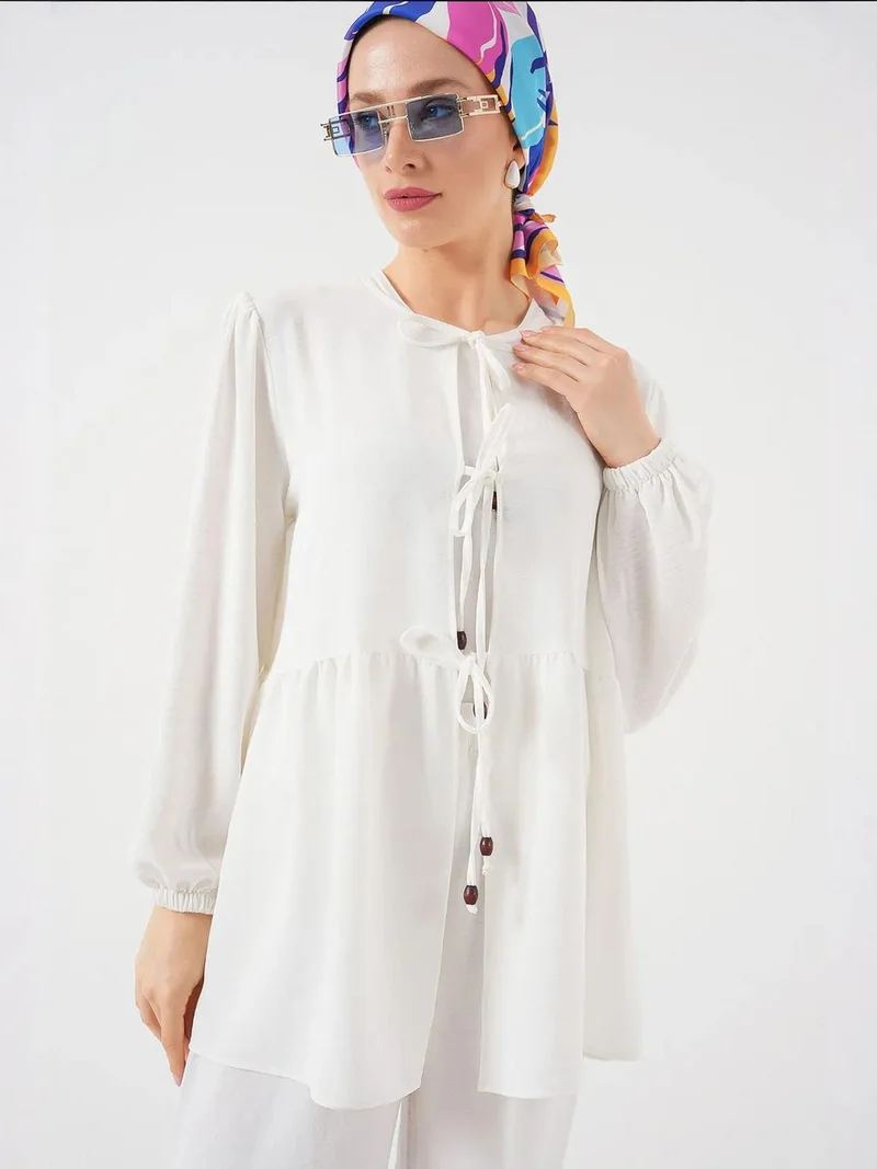 BIG DART BDART Crew Neck Long Tunic and Wide Leg Pants Set