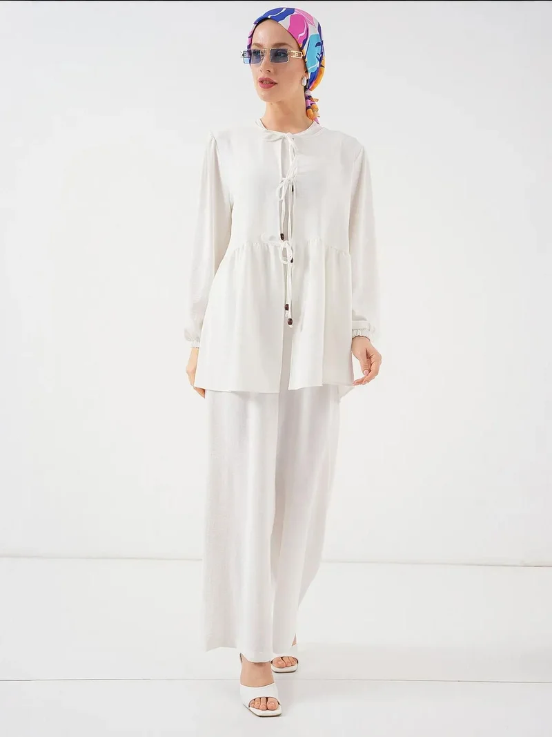 BIG DART BDART Crew Neck Long Tunic and Wide Leg Pants Set